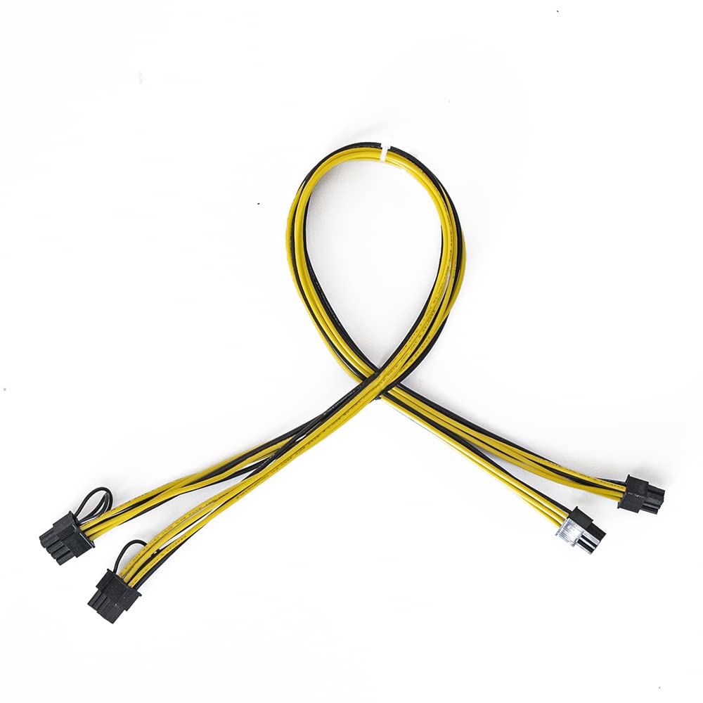 Lovely Habitat 16AWG 60cm PCIe Cable - 6Pin to 8(6+2)Pin GPU Power Cable for Mining - 2 Pack