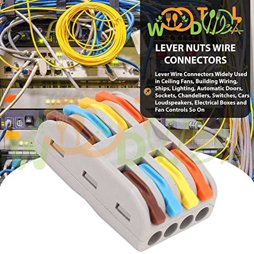 Image of 4 to 4 Inline Wiring Cable Connectors - Quick connectore Terminal Blocks - Electrical Connectors Blocks (4pcs, 4 to 4 Inline, Multi)