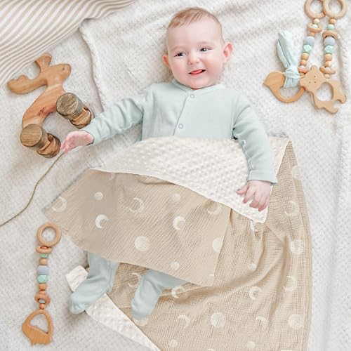 Bearmoss Babydecke Baumwolle Baby Decken Neugeborenen,Weiche Krabbeldecke für Kinder,Musselin Schlafdecken für Kleinkinder Mädchen Junge 75x100cm(WeißerMond)