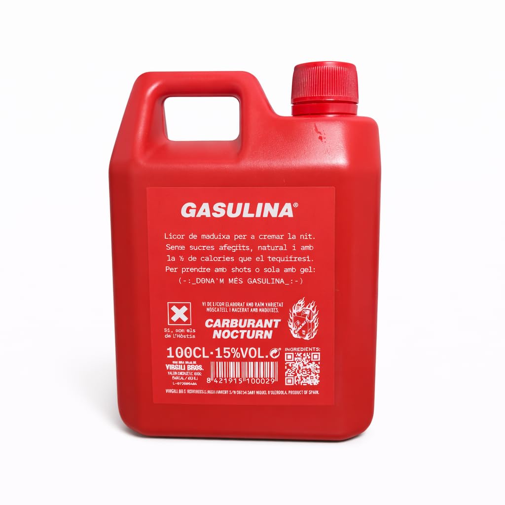 GASULINA® Licor de Fresa con Moscatell, 1L, 15% Vol., Licor Macerado, Edición Festiva