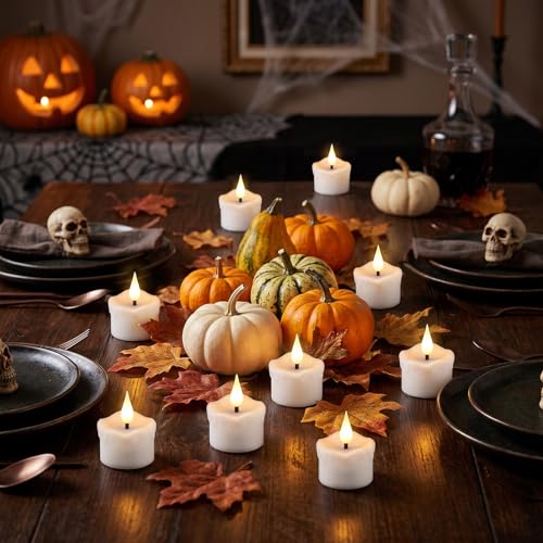 Image of GenSwin Wax Rechargeable Tea Lights Candles Votive Battery Operated Remote