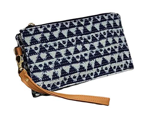 Feelorna handicrafts and jewellery HandMade Ikkat jaipuri Multipurpose Pouch/Clutch with zipper closure For Women