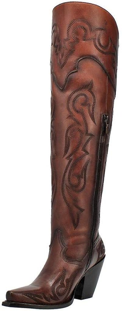 Dan Post Seductress Botas por encima de la rodilla de cuero castaño