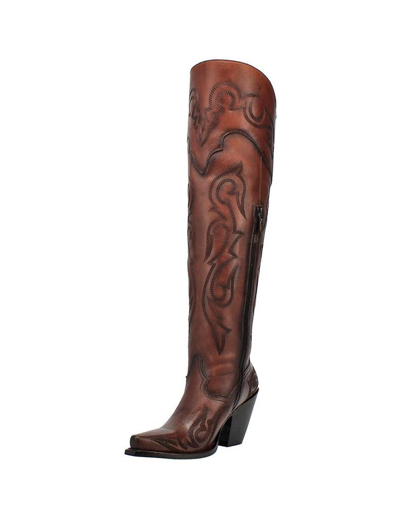 Photo 1 of Dan Post Boots Womens Seductress Snip Toe Dress Boots Over the Knee High Heel 3" & Up - Brown 10 Chestnut
