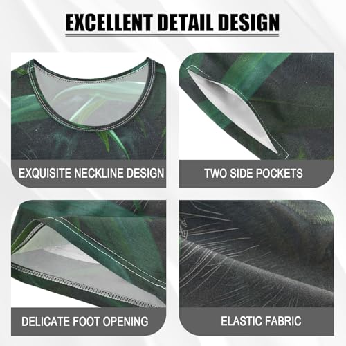 senya Short Sleeve Pajamas Sets Summer Cotton Sleepwear Green Leaves Leopard4