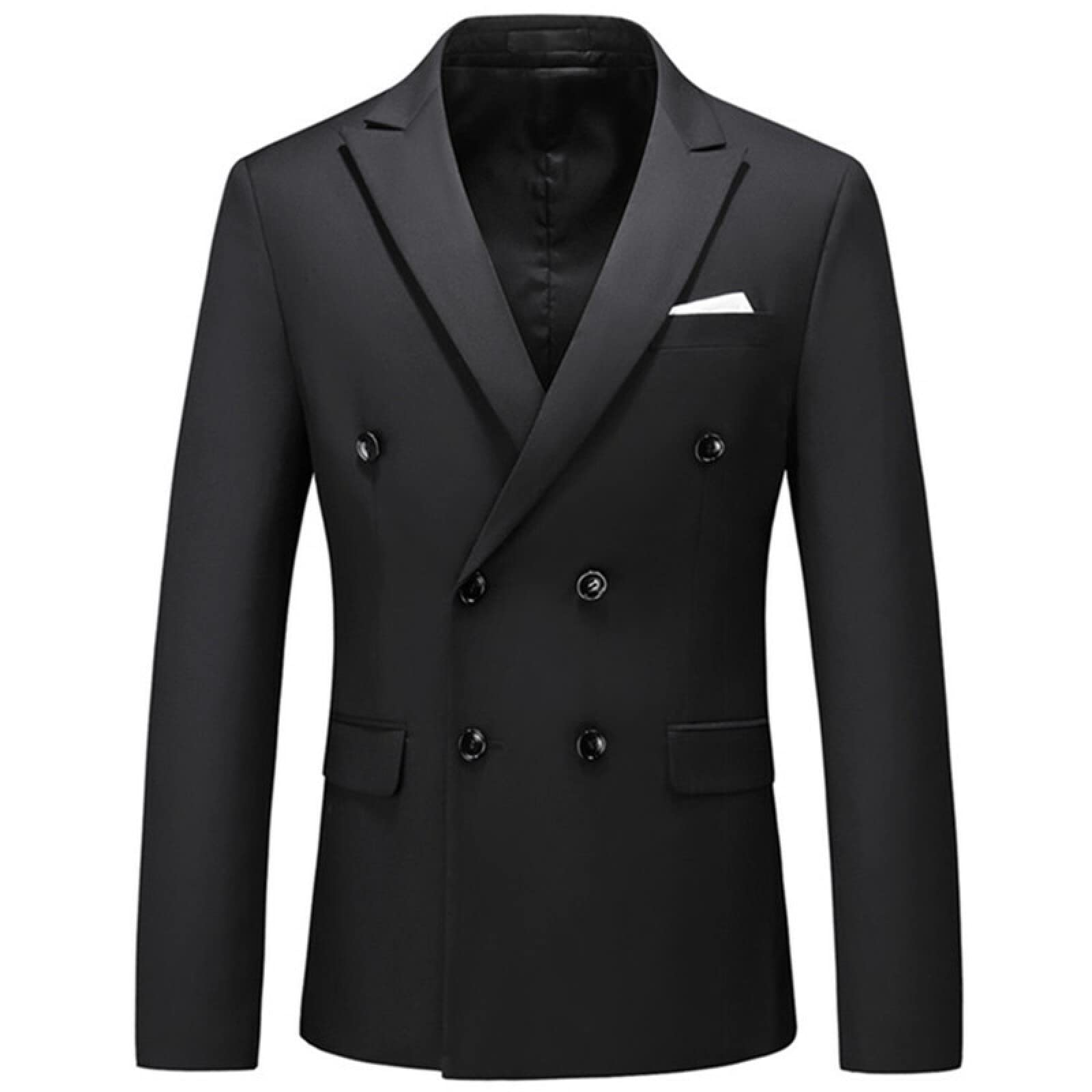 WANMN Chaqueta de Traje de Doble Botonadura de Color sólido Informal de Negocios para Hombre