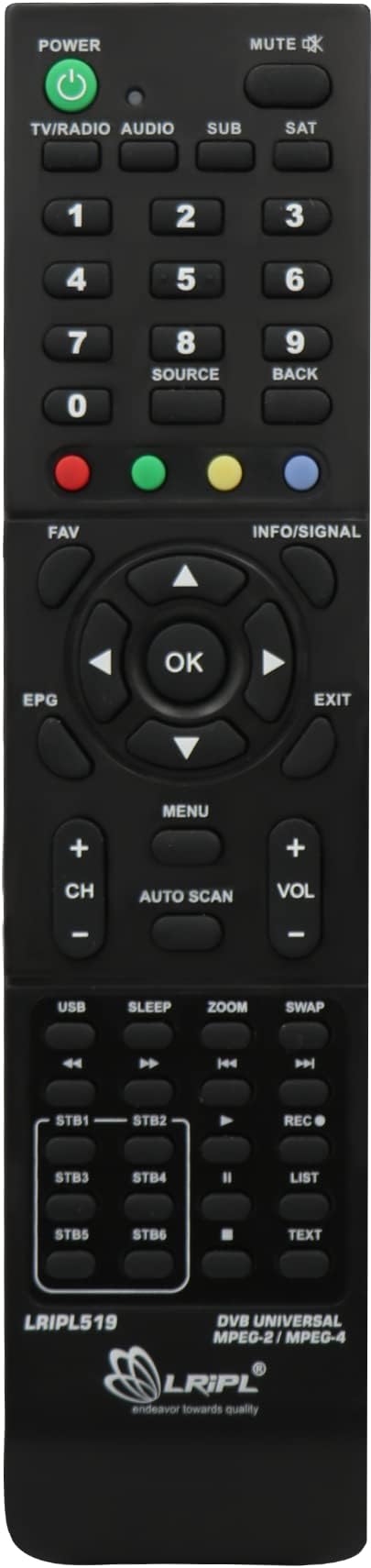 LRIPL Universal Remote for DVB M PEG-2 & MPEG-4 FTA Set-top Box (Black)