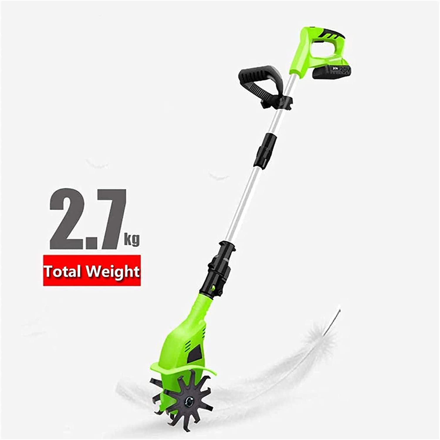 Rototiller eléctrico de Mano inalámbrico, Mango Ajustable, Herramienta de jardinería for huertos, cultivador de jardín