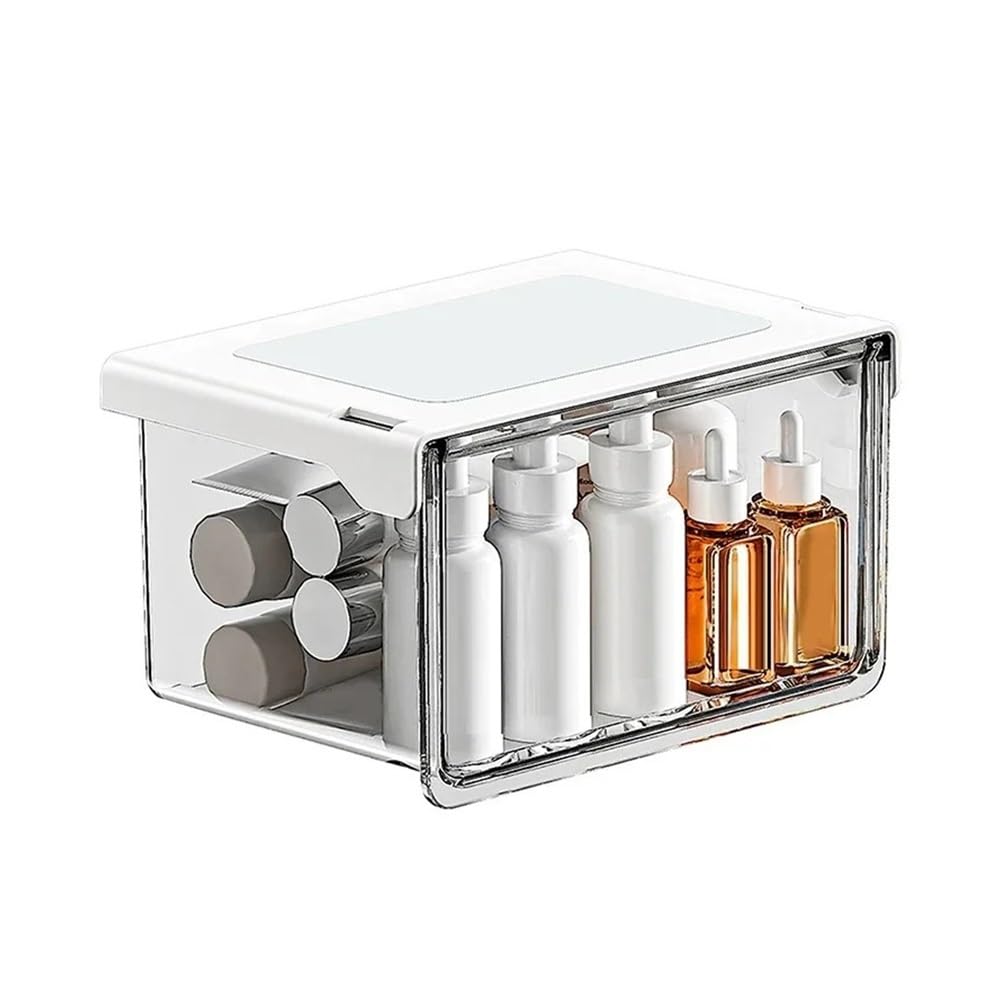 LIANXIBAG Storage Box Under The Mirror Cabinet Cosmetics Lipstick Powder Puff Cotton Swab Transparent Shelf(M)
