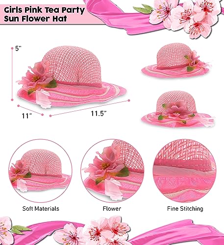 Mozlly Girls Tea Party Sun Flower Hat - 7.75 inch3