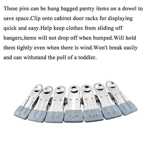 Image of Hahiyo Stainless Steel Clothespins Sock Clip Laundry 2.2inch Length with Spring Strong Grip Windproof Easy Pinch Hang Handy Save Space Not Damage Leave Pinch Mark for Clothesline Towel Silver 7PCS