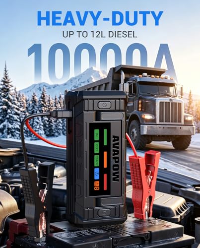 Image of AVAPOW TJ68 10000A Battery Jump Starter Portable with 4 inch HD Display PD 65W Dual-Way Fast Charging,12V Jump Box, Car Battery Jump Starter for All Gas & Up to All Diesel Engines
