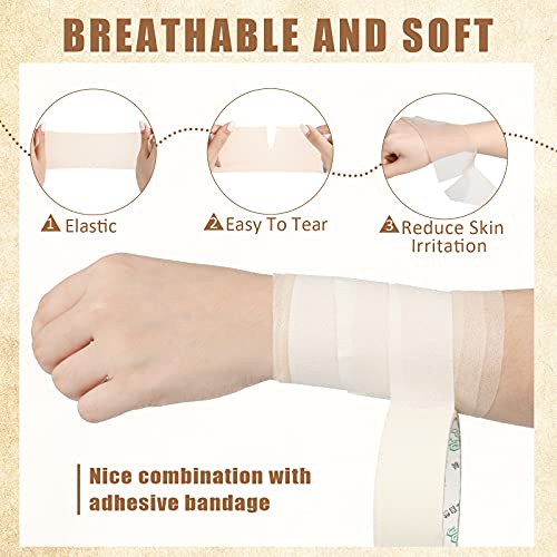 Image of 12 Rolls Pre Wrap Athletic Tape Bulk Underwrap Athletic Tape, Skin Color | Foam Sports Wrap for Wrists Hands Ankles Knees Headbands Soccer Football Baseball Gymnastics Fitness