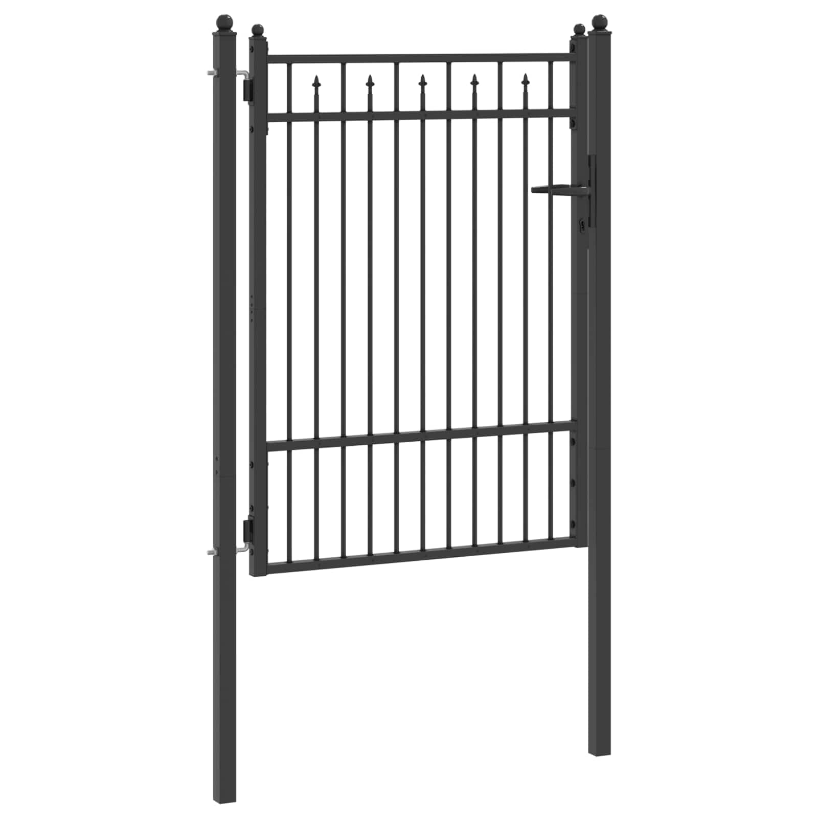 Cancello Recinzione Horst 180 x 104 cm Metallo Nero | Design antiscavalcamento, verniciatura a polvere, resistente alla corrosione, meccanismo di blocco, per esterno