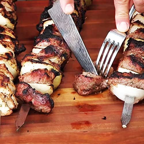 Acroyan 12 Pack Kebab Skewers 22 Inch Grill Skewers Stainless Steel Bbq Barbecue Sticks Flat Skewer Heavy Duty Large Wide Reusable With Nonslip Wooden Handle For Kabob Shrimp Chicken Beef Vegetable #TOP7