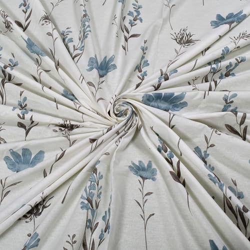 Image of HUESLAND by Ahmedabad Cotton 144 TC Bedsheet for Single Bed with 1 Pillow Cover | White, Blue & Grey
