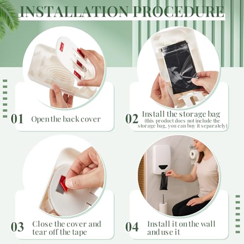 Image of Qinyoung Feminine Hygiene Disposable Bags Holder with 100 Pcs Hygiene Period Bags Care Products Dispenser for Tampons and Sanitary Pads for Home & Business Bathrooms