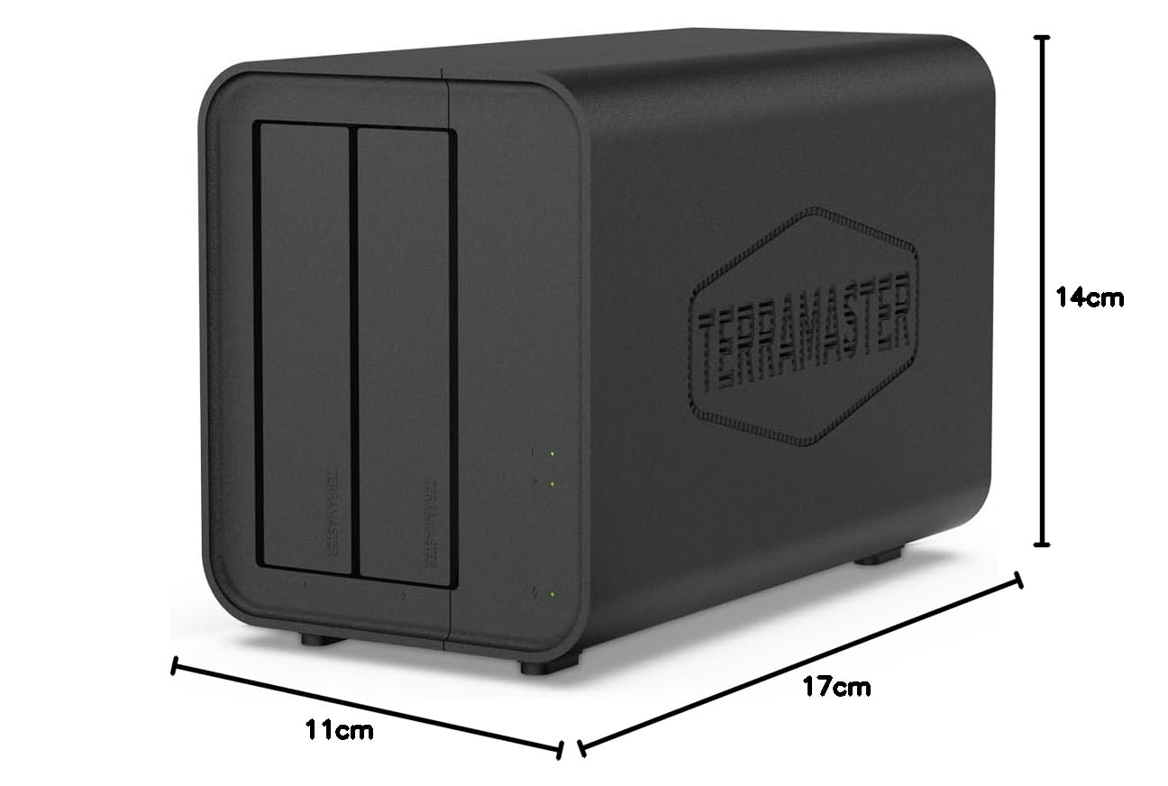 TERRAMASTER F2-212 2Bahías NAS - CPU de Cuatro Núcleos, RAM DDR4, Almacenamiento en Red Personal en la Nube Privada para el Hogar con Soluciones de Respaldo Diversas (sin Disco)