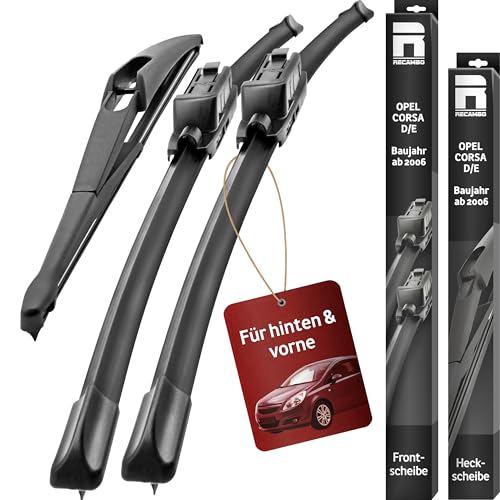 Recambo SCHEIBENWISCHER VORNE + HINTEN kompatibel für OPEL CORSA D/E | ab BJ 2006> (3er Set: 650mm / 375mm / 300mm)