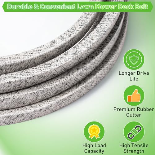 Dreyoo 2 Pack 42\" Lawn Mower Deck Belt Compatible with Gx20072, 1/2\" x 104\" Lawn Mower Deck Belt, for Riding Tractor