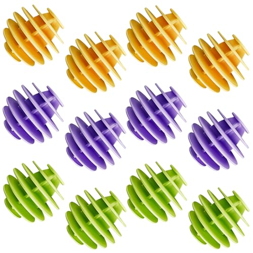 12er-Pack Waschbälle für Daunenjacken Wäscheball Waschmaschine Reduziert Das Verknoten Der Kleidung Waschball Tragbar Wäscheball für Wäschetrockner Weiche Wäschebälle aus Gummi (Gelb/Grün/Lila)