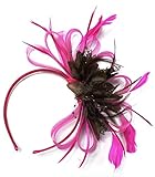 Attaché par bandeau Caprilite Fashion Serre-tête bibi à plumes rose fuchsia et marron pour mariage Royal Ascot Races, rose, taille unique