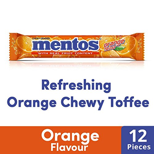 Image of Mentos Chewy Dragee, Orange Flavour, 36.4 Gm (14 Pieces)