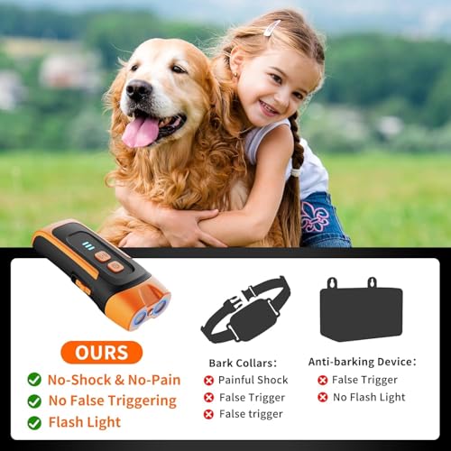 Anti Bell Gerät Hunde, Antibell Ultraschall Gerät Wiederaufladbar, 35 Fuß Handgerät Hundegebell Stoppen mit LED, 3 Modi Antibell für Große Kleine Hunde Trainingsalarm Freien Innenbereich Hundeschreck