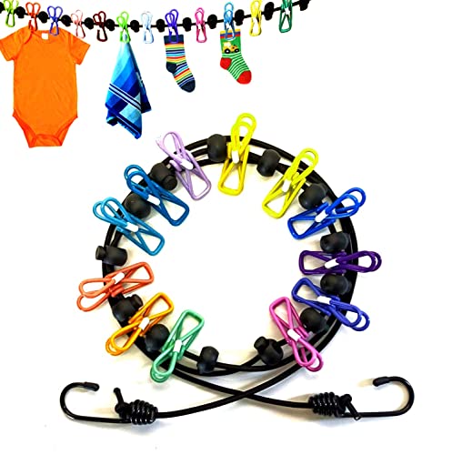 Xinhuishqz Clothesline 01 Tragbare Wäscheleine mit 12 Clips