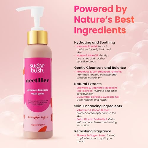 Image of Sugarbush nectHer Hydrating Feminine Gelee | pH-Balanced Intimate Cleanser with Hyaluronic Acid, Probiotics & Honey | Removes Odor & Bacteria | Daily Hydration & Refresh | 7 oz