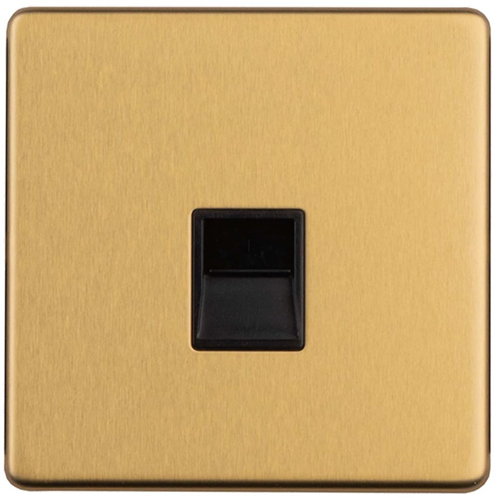 Loops 1 Gang Extension Telephone Wall Socket Screwless Satin Brass Slave Secondary