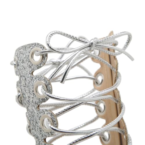 Image of STUPMARY Women Peep Toe Sandals Cut-outs Cross-tied Lace Up High Heeled Gladiator Sandals Zipper Over The Knee Bootie Summer
