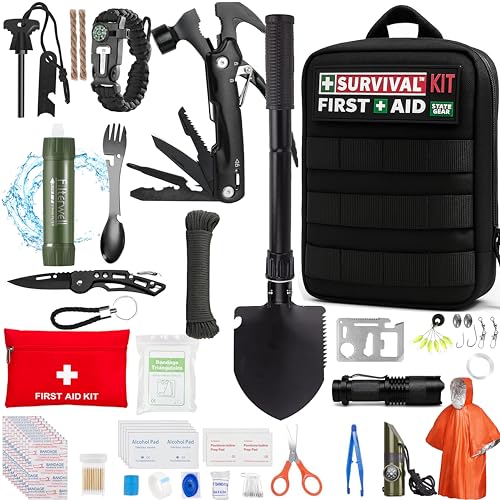Kit Sopravvivenza Completo Kit Primo Soccorso Militare Guerra Nucleare Attrezzature Campeggio Escursionismo Borsa 72h Catastrofe Multifunzione Accendisigari Copertura Emergenza Catakit Evacuazione