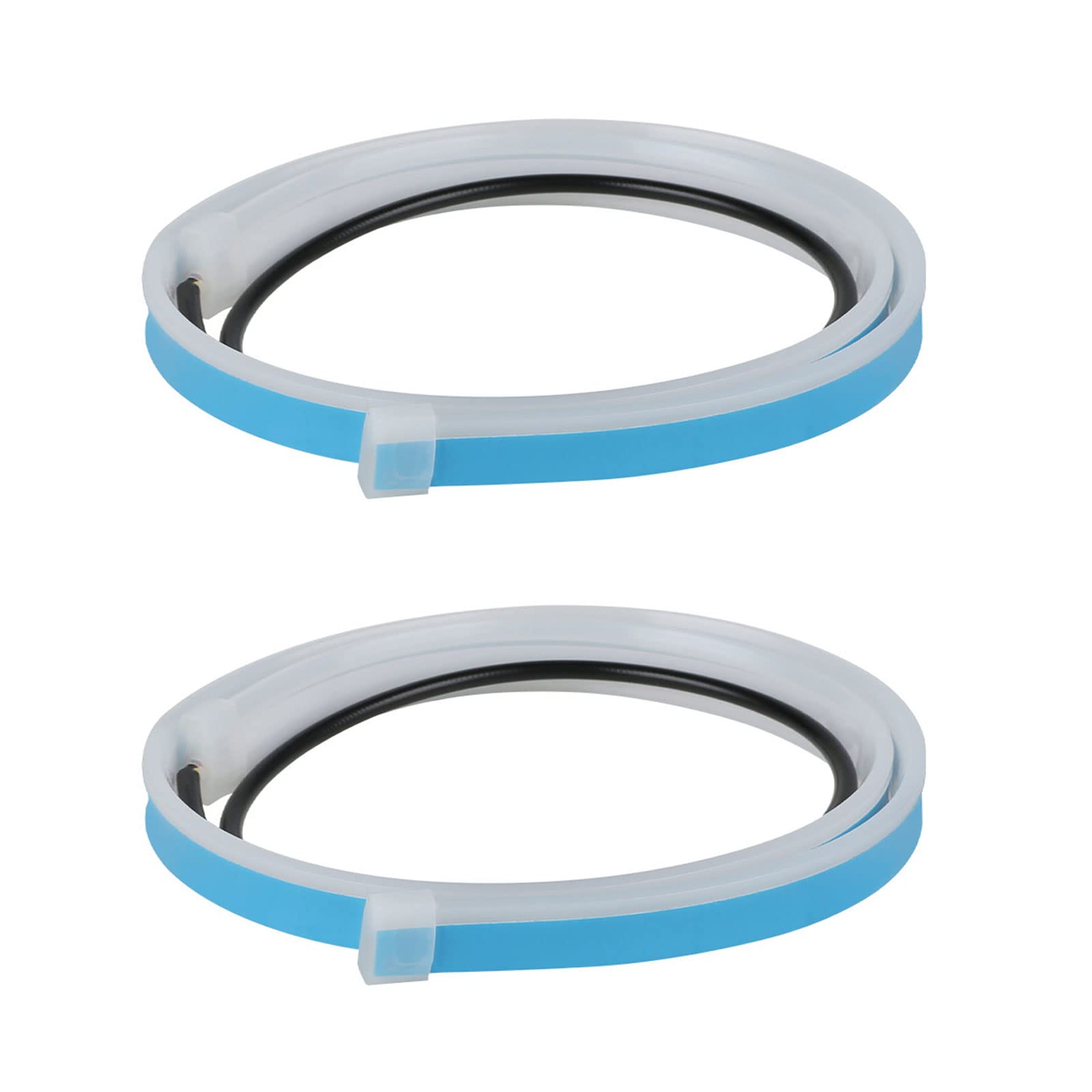 2pcs LED DRL Car Daytime Running Light Flexible Waterproof Strip Auto Headlights White Turn Signal Yellow Brake Flow Lights 12V, 60cm Ice blue & Yellow