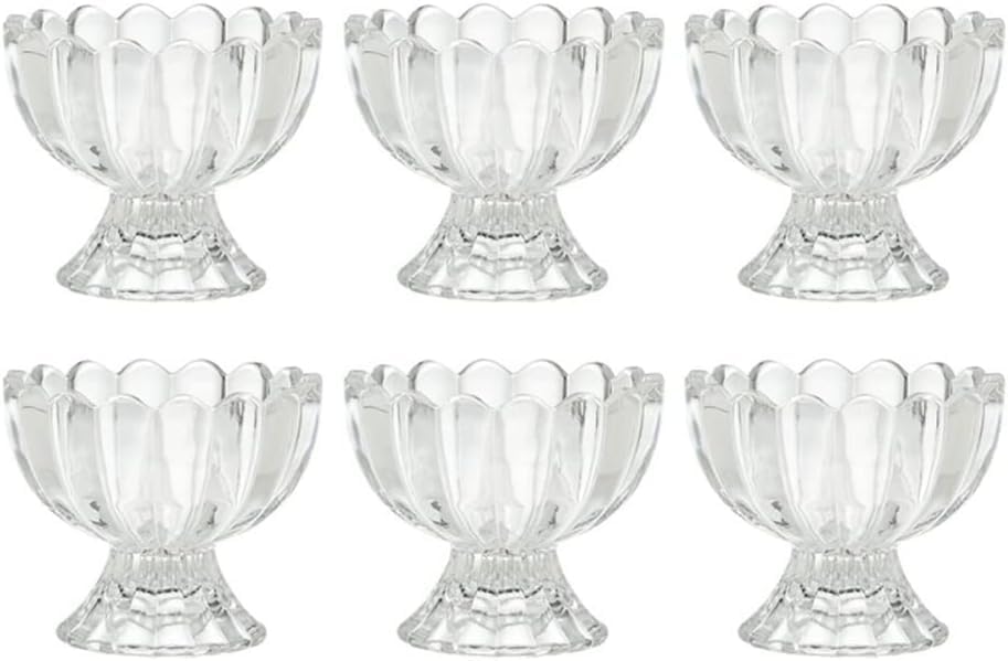 HLDMUXBF Set di 6 eleganti coppette da dessert in vetro da 100 ml for gelato, budino, ciotole di frutta e altro ancora tazze