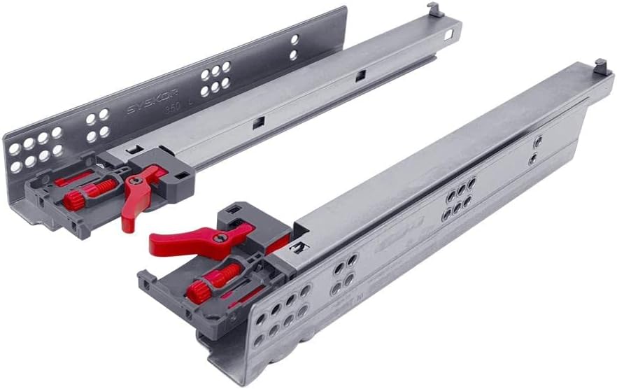 Syskor Soft Close Undermount 14 inch Drawer Slides - Full Extension Concealed Drawer Slides with Brackets - 77 Lb Load Capacity - 1 Pair (T24A00350)