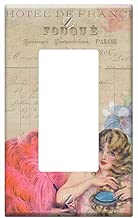 Switch Plate Single Rocker/GFCI - French Vintage Girls Feather Boa Retro Old - coolthings.us