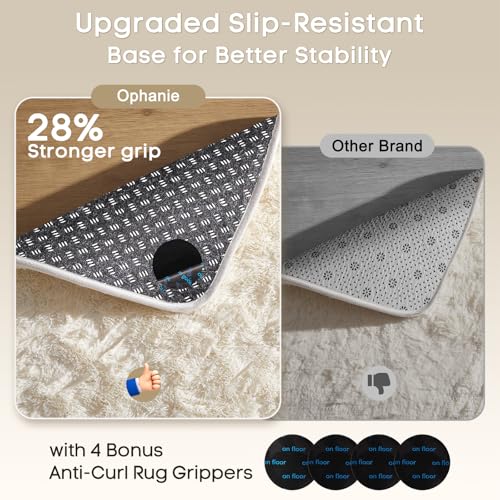 image for Ophanie Area Rugs for Bedroom, Christmas Upgrade Non-Slip Ivory Fluffy