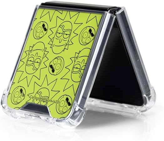 Skinit Clear Phone Case Compatible with Galaxy Z Flip5 5G - Officially Licensed Adult Swim Rick and Morty Rick and Morty All Over Print Design