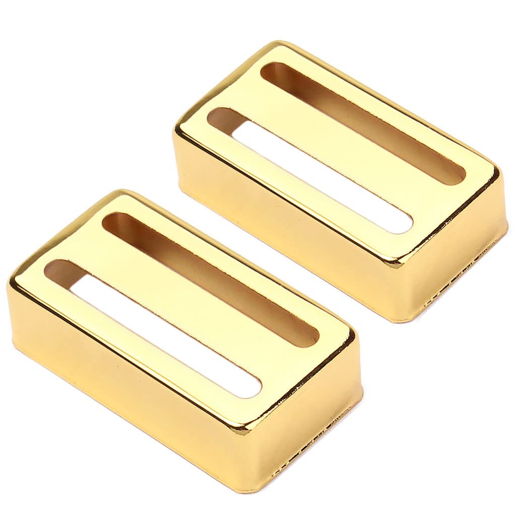 2Pcs Copper Two Slot Style Frame Humbucker Pickup Cover for Strat Electric Guitar Parts (Gold)