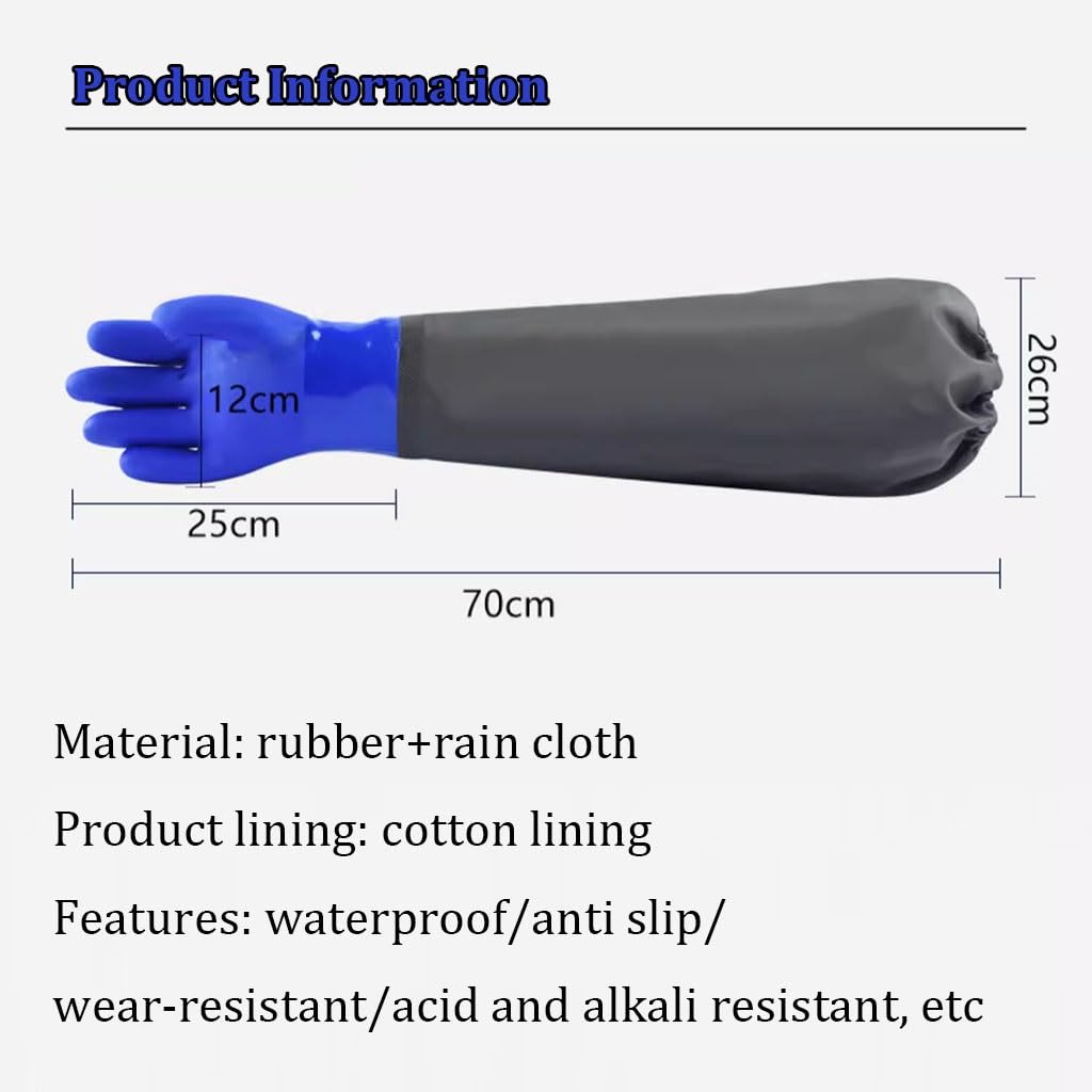 Gants de pêche Gants de pêche imperméables et antidérapants de 70 cm de Long, Conception de Particules antidérapantes en Caoutchouc, utilisés dans l'industrie de l'aquaculture (Color : 7pcs)