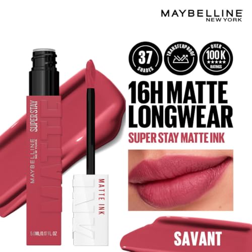 Image of Maybelline New York Liquid Matte Lipstick, Long Lasting, 16hr Wear, Superstay Matte Ink, 150 Savant, 5ml