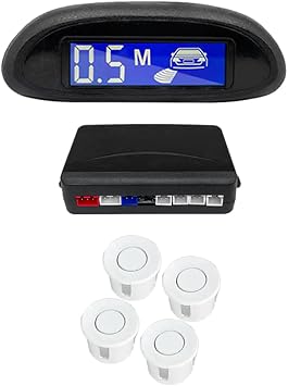4センサー 駐車支援 反転レーダー Ledディスプレイ 音警告ホワイト 車反転レーダーシステム フロント/リア Ledディスプレイ 12v 車 車両 リバースバックアップ レーダーシステム