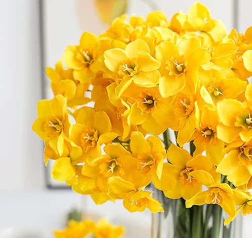 Decpro 12Pcs Artificial Daffodils Flowers, Silk Narcissus Fake Daffodils Flower Bouquets For Home Party Office Garden Indoor Outdoor Wedding Decor, Diy Flower Arrangements, Table Centerpieces, Yellow #TOP5