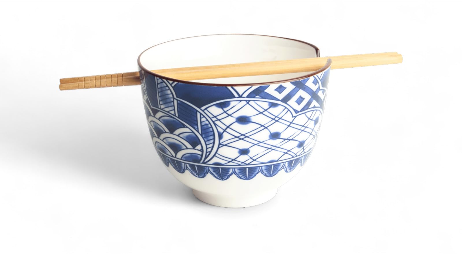 Bol en porcelaine japonaise Botanica Indigo Ø 13 cm avec baguettes