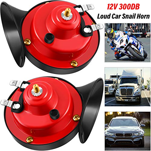 300DB Electric Snail Horns 12V High and Low Tone Horns Car Snail Horns Set Loud Motorcycle Horns Dual Waterproof Horns with Brackets and Screws for Car Motorcycle