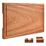 Wooden Cutting Boards For Kitchen Extra Large Wood Chopping Board Thick One-piece Cutting Board With Juice Groove And Stand For Meat Vegetables Cheese (18 * 12 * 1.2Inch)