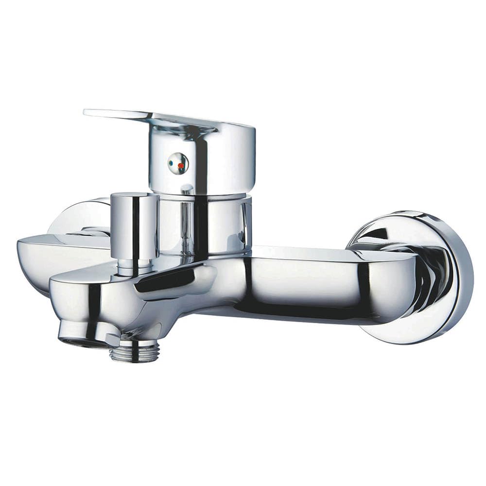 Grifo monomando de bañera NAD con desviador 2 vías, equipo de ducha de mano, soporte y flexo. Fabricado en latón cromado brillo. Incluye cartucho, excéntricas y embellecedores. Repuestos garantizados