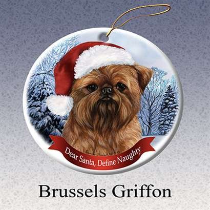 Holiday Pet Gifts Brussel S Griffon Santa Hat Dog Porcelain Christmas Ornament