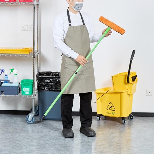 Image of Restaurantware-Handle ONLY: Clean Tek Professional 29.53 Inch Squeegee Handle, 1 Telescopic Stick - Squeegees and Window Strip Washers Sold Separately, 29.52 to 51.18 Inches, Green Aluminum Holder